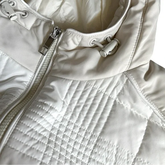 BOSS Hugo Boss Quilted Puffer Vest Dress NWT 4 Hooded Belt Water Repellent Ecru - Picture 6 of 12